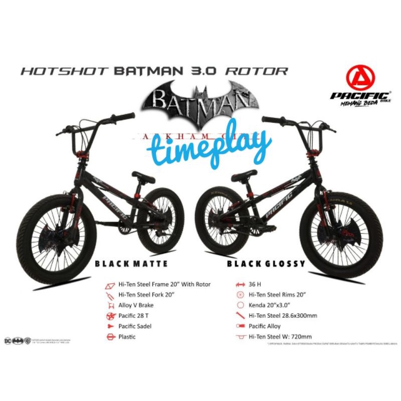 Pacific Hotshot Batman 3.0 Sepeda Pacific Bmx Anak 20 rotor atau biasa Bmx Hotshot Batman Ban Besar 