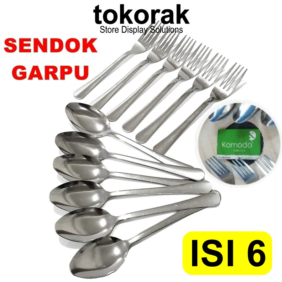 KOMODO SENDOK GARPU MAKAN STAINLESS TEBAL ISI 6PCS SENDOK GARPU GLOWSY