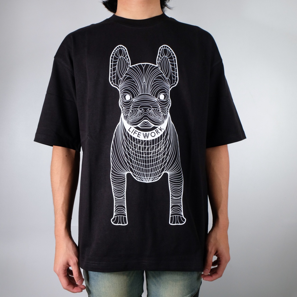 Lifework LA Dog Big Logo Oversize Tee Black/White 100% Original