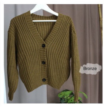Nakara Cardy Bahan Rajut Premium / Cardigan Oversize / Cardi Rajut / Cardigan Crop Wanita-Bronze