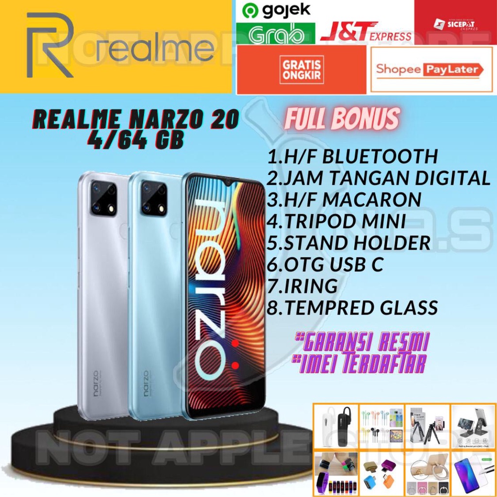 REALME NARZO 20 RAM 4/64GB NEW BARU GARANSI RESMI