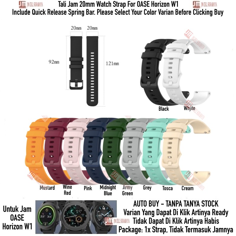 Tali Jam 20mm Watch Strap OASE Horizon W1 - OYE Rubber Silikon Warna Warni