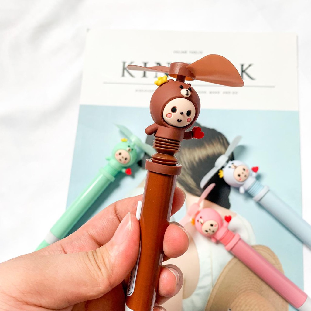 Kipas dengan pulpen bentuk boneka lucu gel kipas mini alat tulis sekolah unik souvenir JAKARTA COD-6