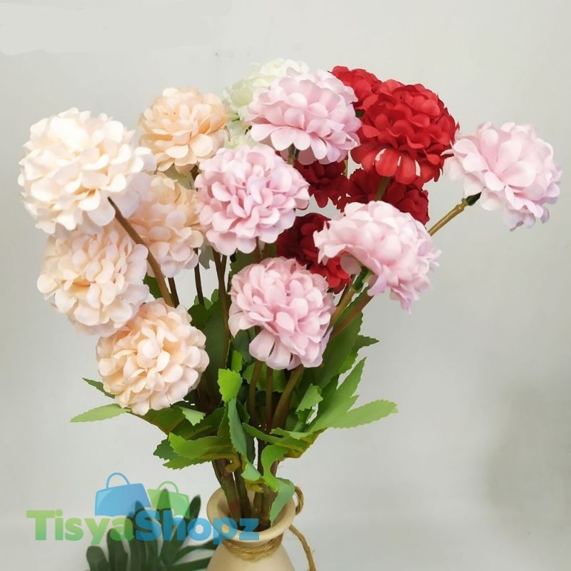 Bunga Pompom Artificial / Bunga Plastik Bunga Hiasan [TANPA POT]-1