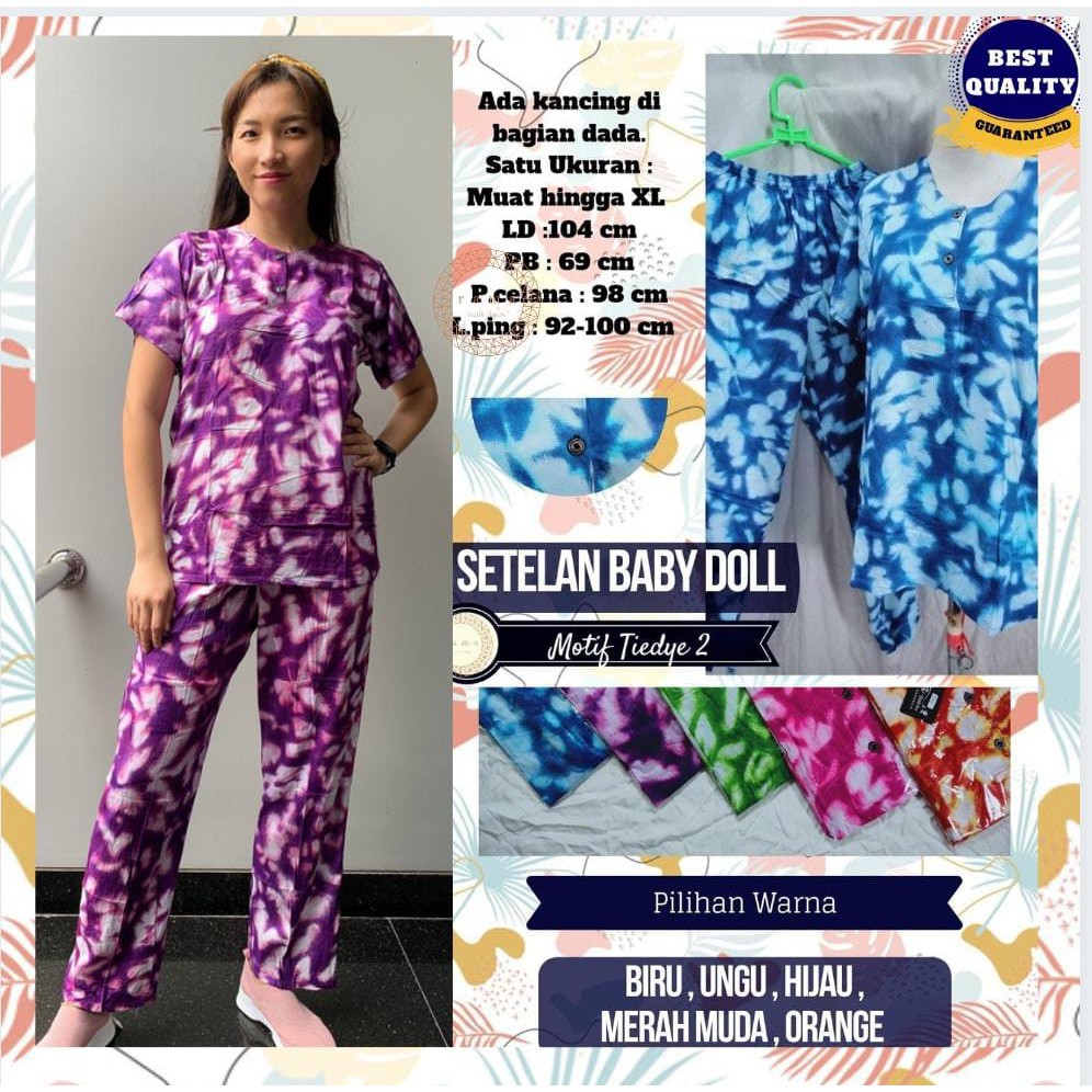 Setelan Baby Doll Babydoll - Tiedye #2 | Batik Print | Rayon Adem | Setelan CP Murah