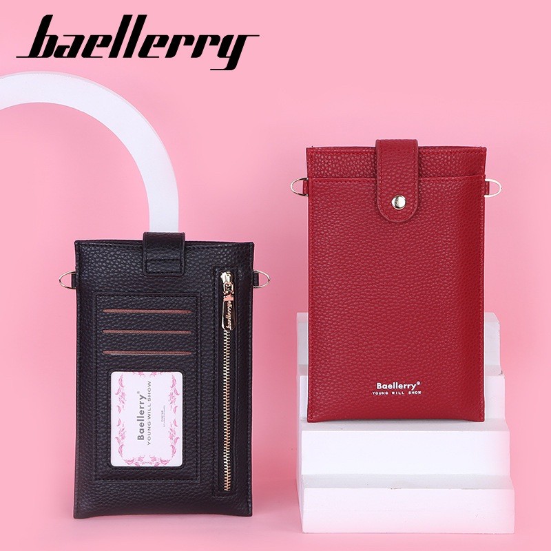 Tas Selempang Kulit Mini Wanita Dompet Cewek Tipis Tekstur Kulit Jeruk Baellerry N8609