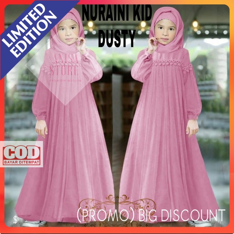 GAMIS ANAK PEREMPUAN ANISA DRESS TERBARU VIRAL 3-10 TAHUN fe mx nuraini kid