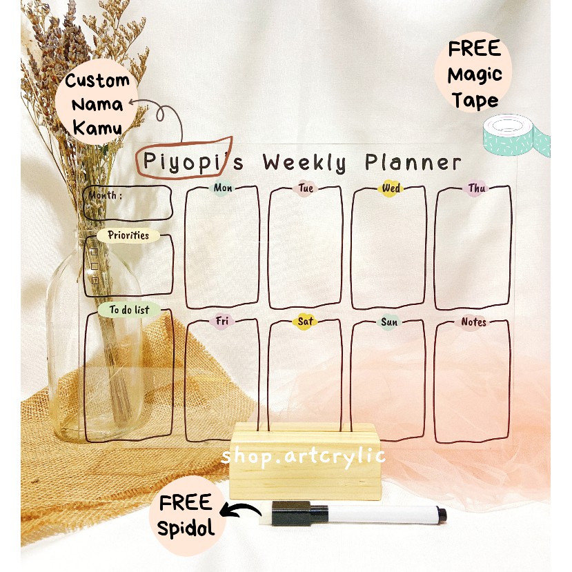 

Custom Acrylic Weekly Planner / To Do List / Monthly Planner