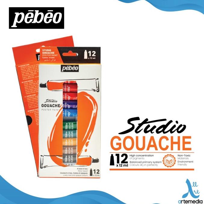 

Cat Guas Pebeo Studio Gouache Paint 12x12ml Tube Set