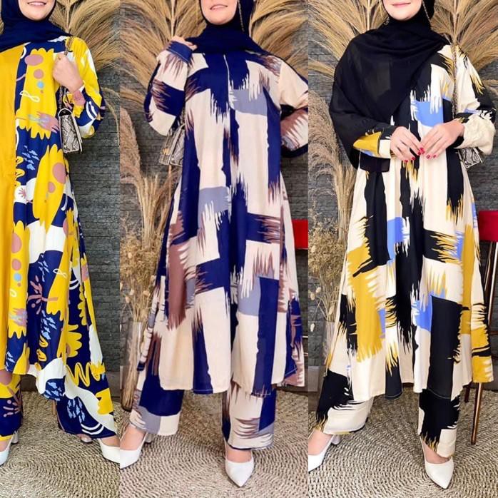 ☆READY☆ NEW ONE SET PAJAMAS JUMBO BUSUI FRIENDLY RAYON TIEDYE ABSTRAK POLKADOT MICROBA SETCEL TUNIK