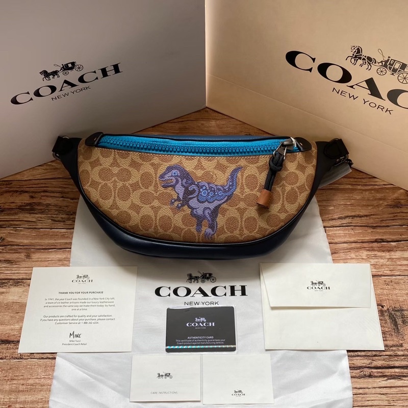 coach waistbag dino blue