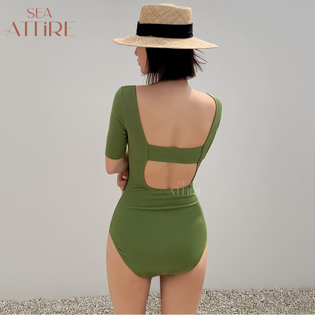 SA AUXIS Swimsuit Set Bikini Baju Renang Wanita Korea One Piece Pakaian Olahraga High Quality Fashion Import-Hijau