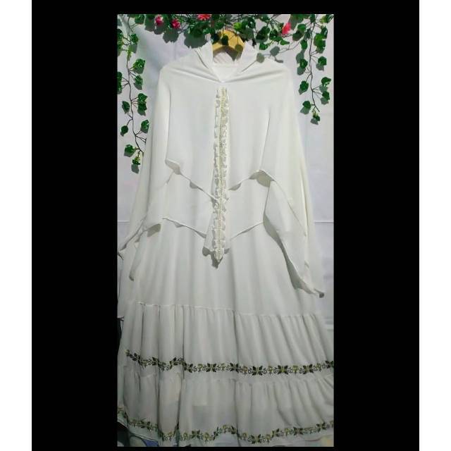 GAMIS PUTIH SYARI CERUTY BORDIR (WHITE)