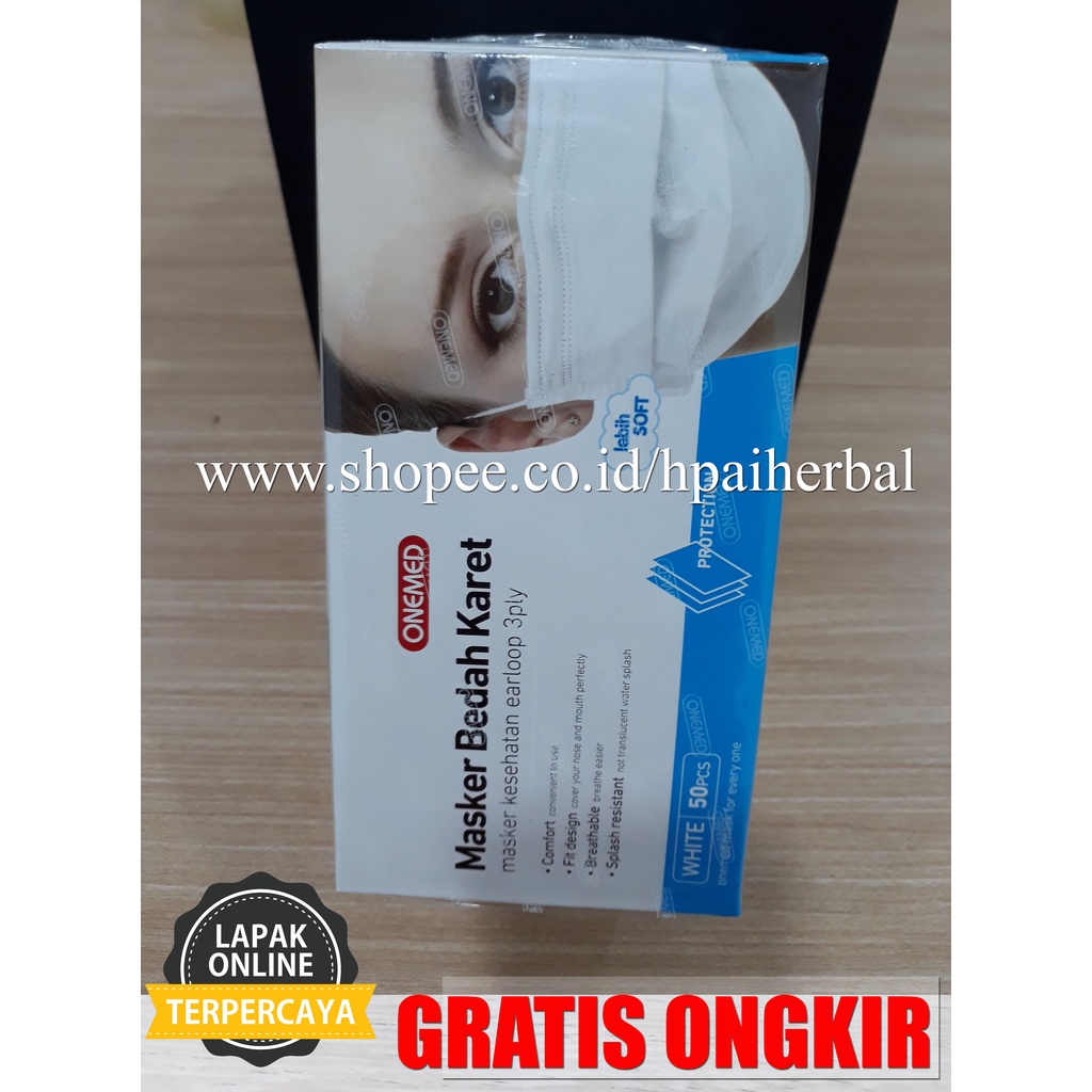 Masker Putih Medis Onemed / Masker Bedah Onemed Warna Putih isi 50