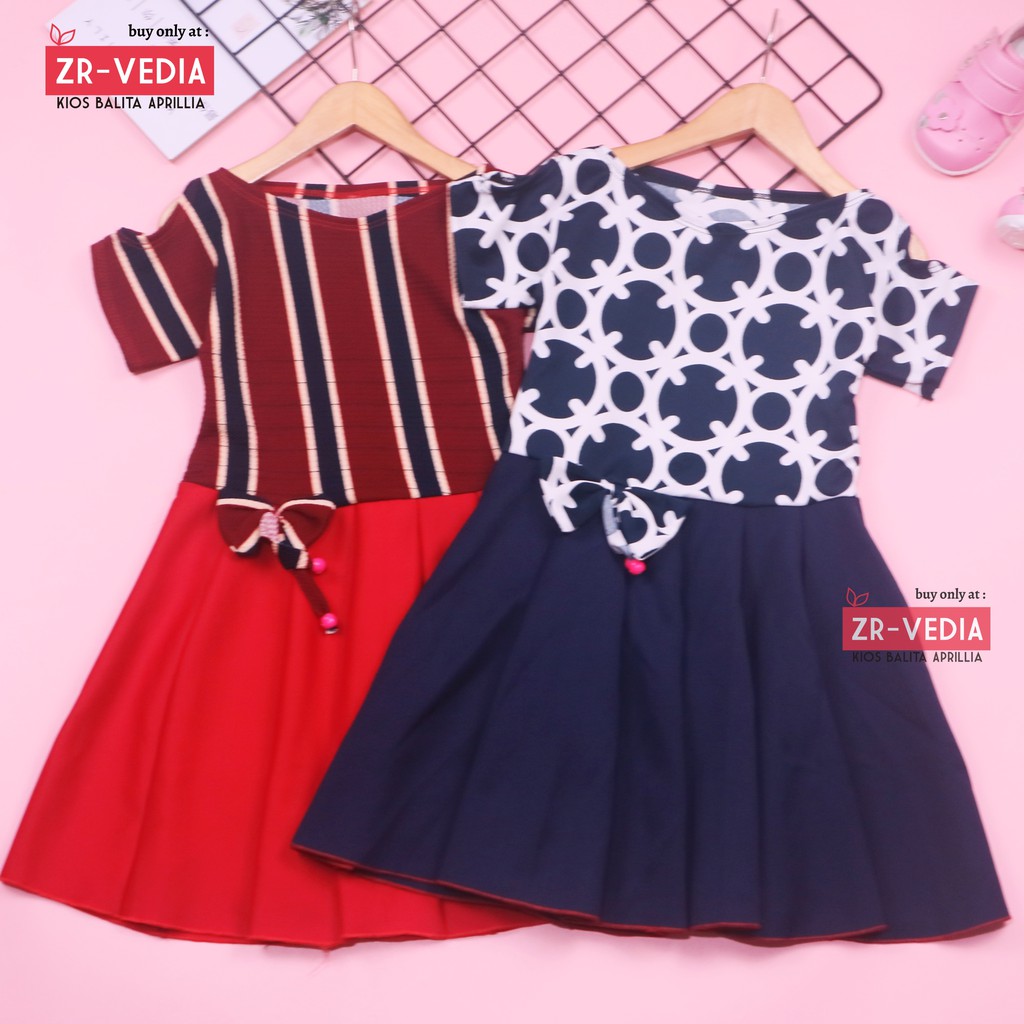 Dress Sabrina Pita 4-5 Tahun / Baju Anak Perempuan Murah  Dres Lengan Motif Pesta Fashion Cewek