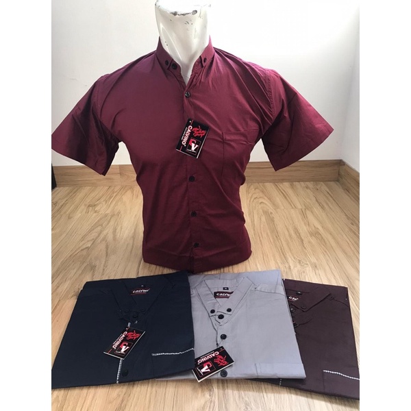 Baju Kemeja Anak Tanggung Remaja Laki-laki CALVINO usia 12-15 tahun ABG Cowok Katun Sretch Lengan Pe