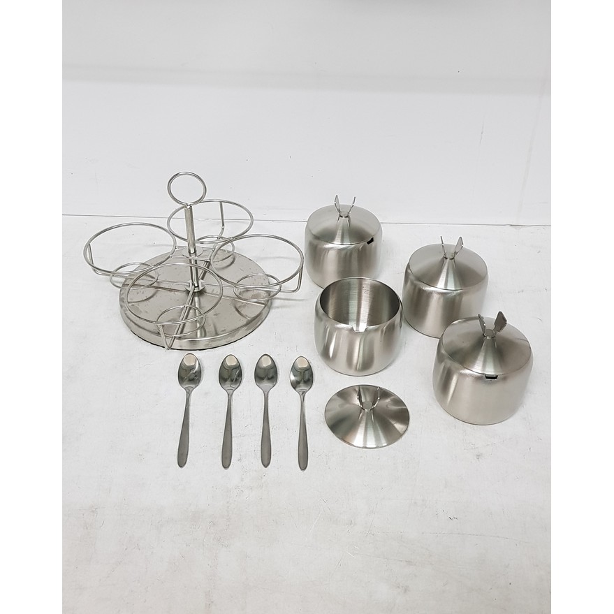 Condiment Tempat Bumbu Meja - Seasoning Pot Stainless with Rack