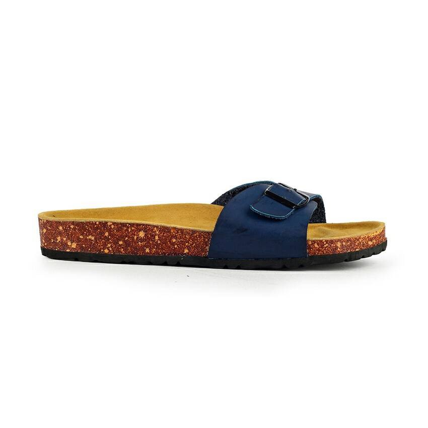 Hestia Navy | Sendal Jepit Tali Kulit Simpel Kayu Wanita Women Sandal Footwear Ori | FORIND x Zensa