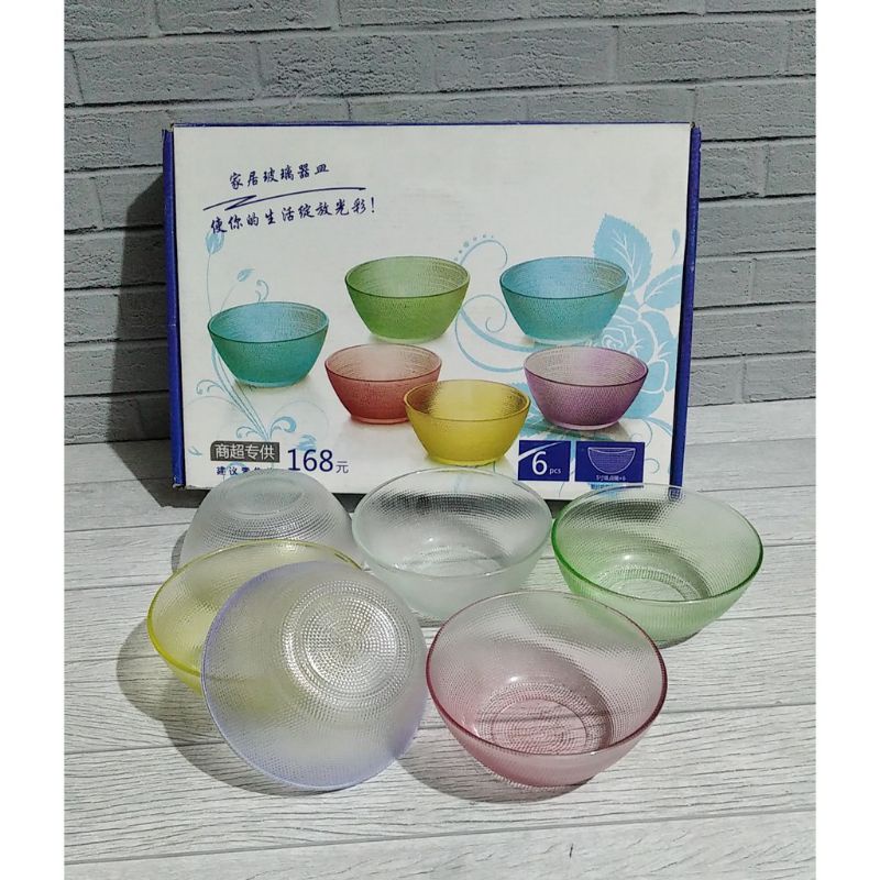 MANGKOK BELING WARNA 6 SET 268 MANGKOK KECIL KACA BELING MANGKOK