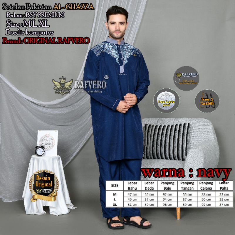 Setelan Pakistan Al - Ghazza ORIGINAL RAFVERO - Setelan Baju Koko pria