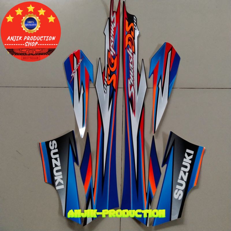 Striping Sticker suzuki smash 110 ds 2003 2004 2005 hitam biru body standar berkualitas terbaik