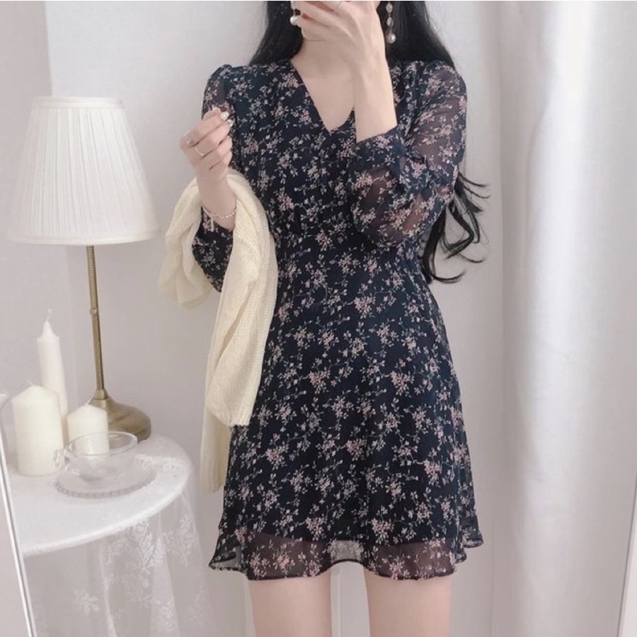 CASUAL MINI BEACH CHIFFON DRESS KOREAN FLOWER FASHION NEW COLLECTION