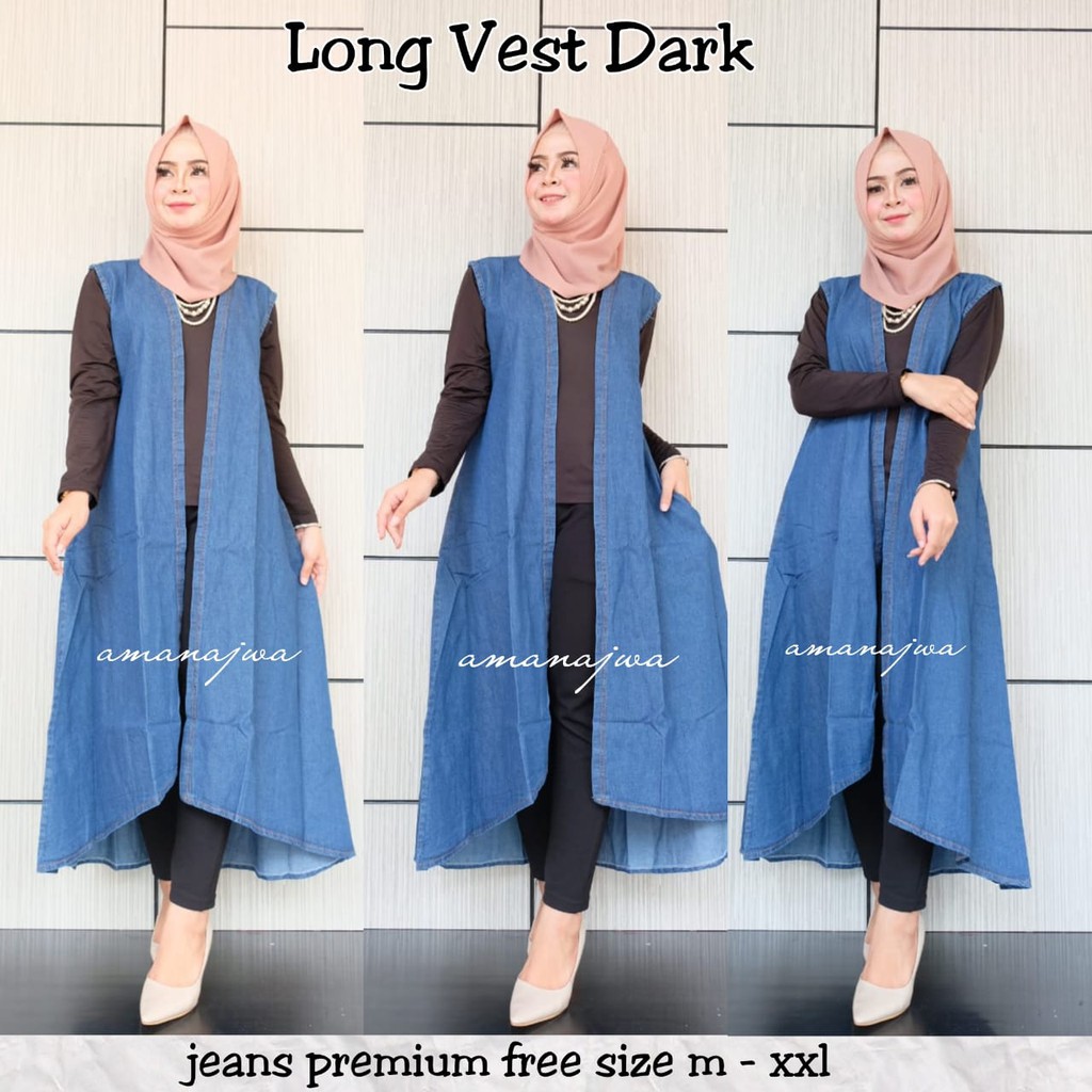 long vest denim jeans wash ama najwa original murah