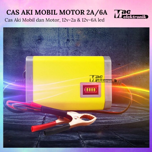 Cas Aki MOTOR MOBIL Charger AKI MOTOR MOBIL 12V 2A / 12V 6A KABEL INDONESIA CASAN AKI ACCU