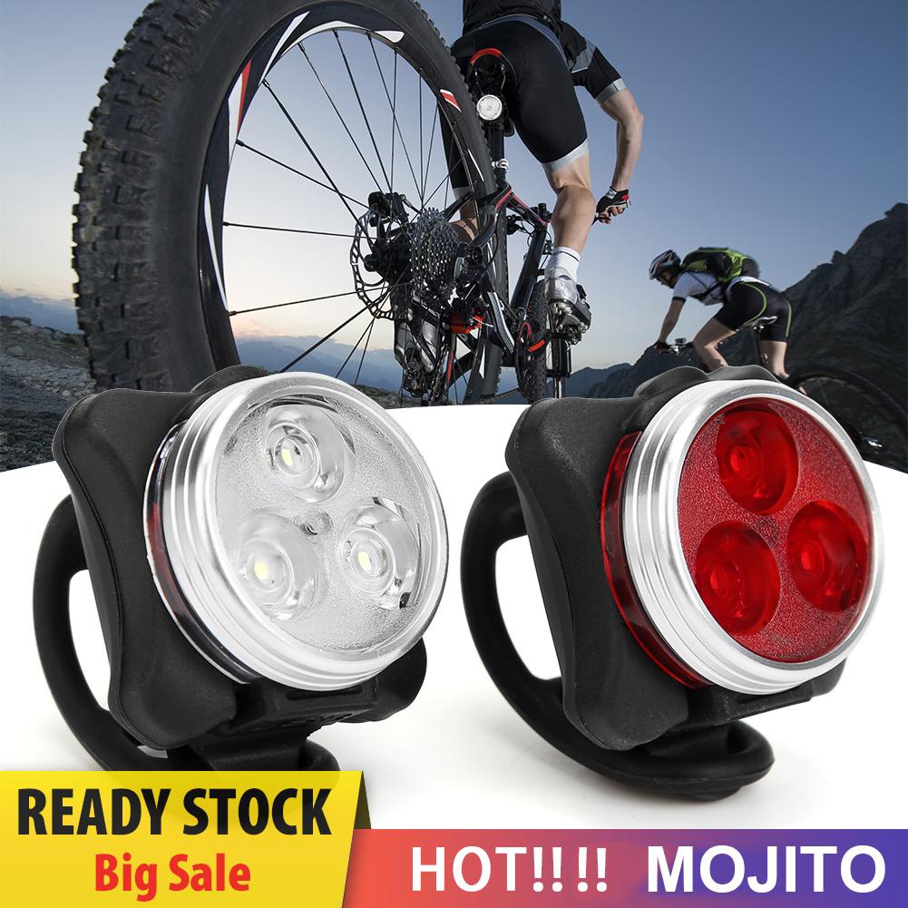 Set Lampu Depan + Belakang Sepeda Gunung Mtb Led Charge Usb