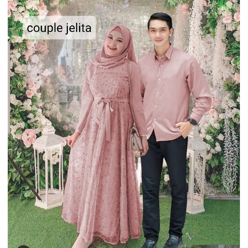 ELDE 12 ORI Maxi jelita dress mostcrepe Mix brukat TILE KELILING mutiara GAMIS / COUPLE JELITA