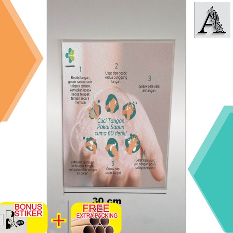 

Grosir akrilik frame panduan cuci tangan / kemenkes corona Virus (A3)