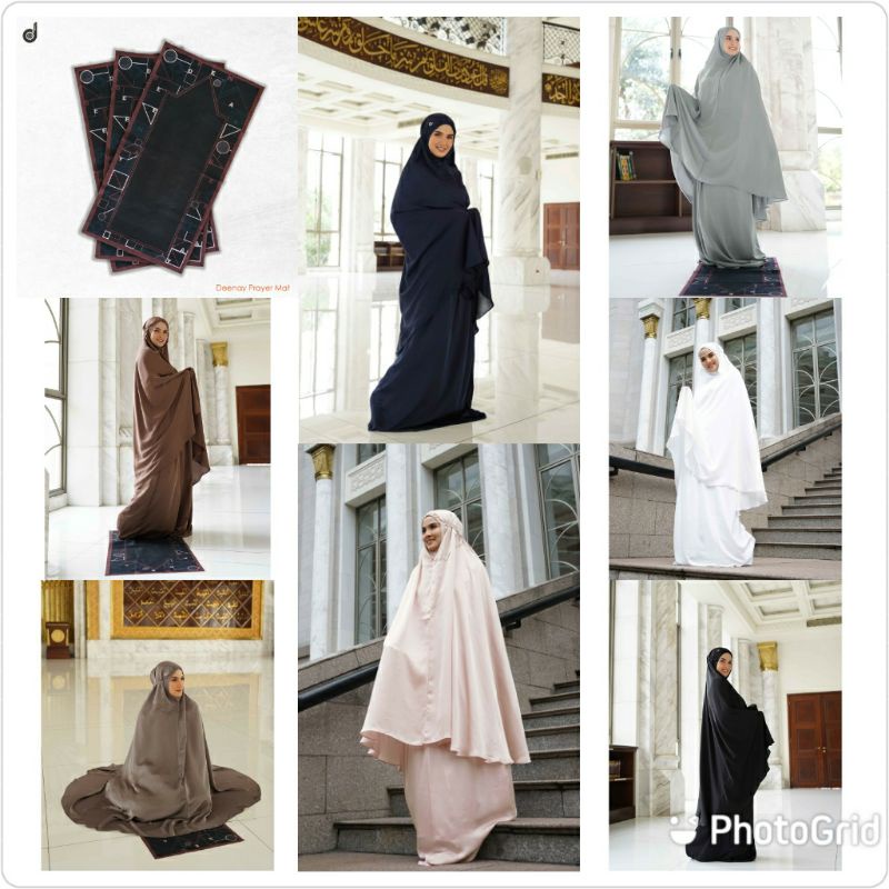 MUKENA DEENAY (FREE SEJADAH) PRAYER SET KALA BLACK GREY WHITE BROWN NAVY NATURAL DUSTY PINK
