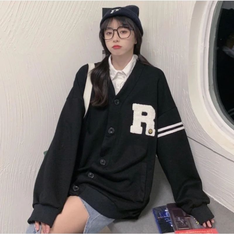 R SMILE VARSITY JAKET BASEBAL OVERSIZE JAKET VARSITY JAKET BORDIR