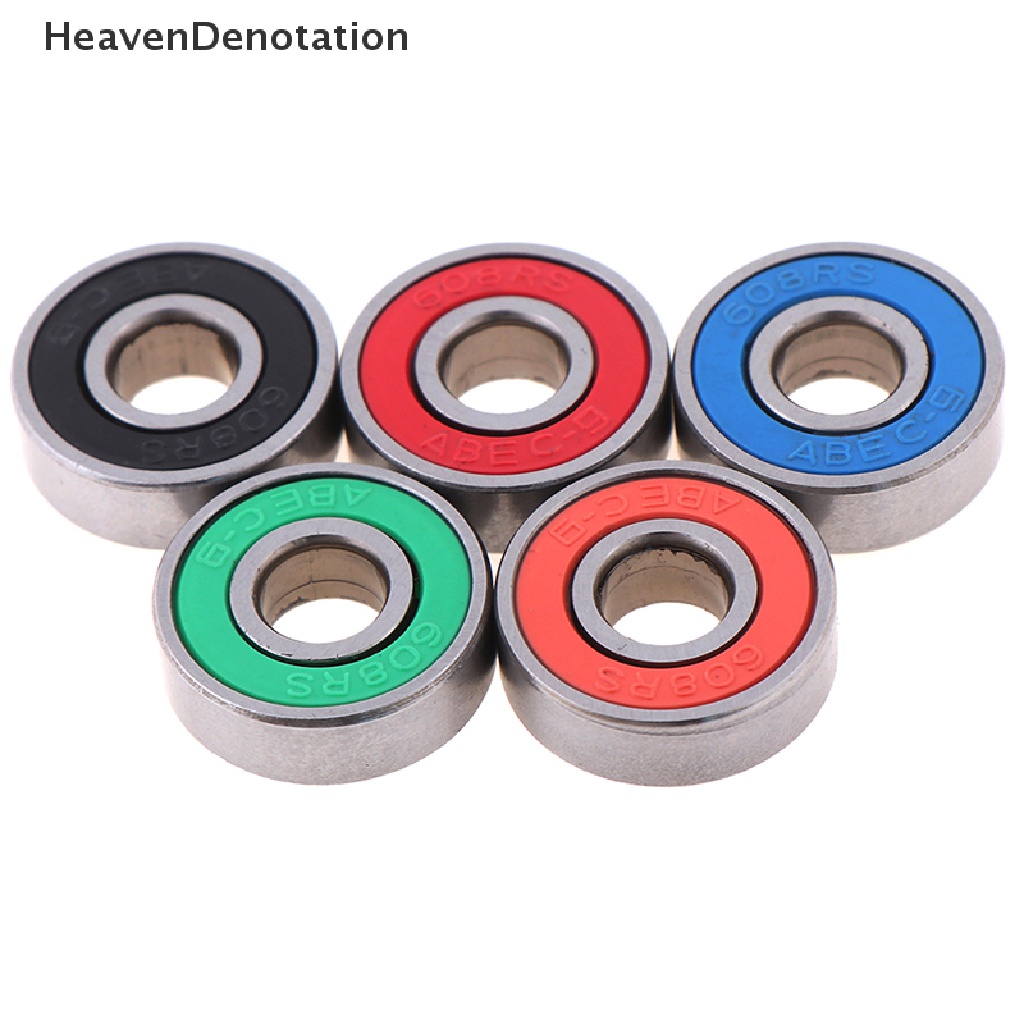 (Heavendenotation) 5pcs Abec-9 608rs Bearing Roda Roller Untuk Skateboard / Skuter