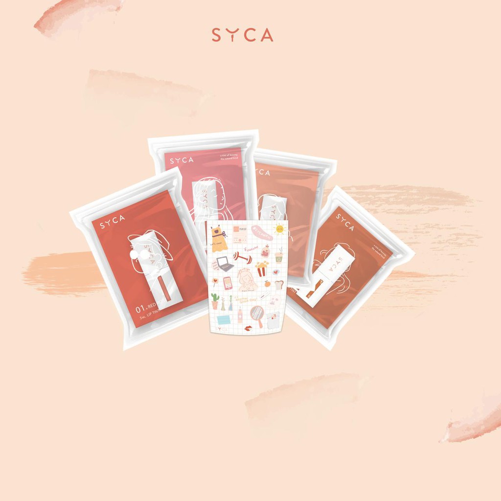 

SYCA Bundle Set (4 shades of SYCA Lip Tint + SYCA WFH Sticker)