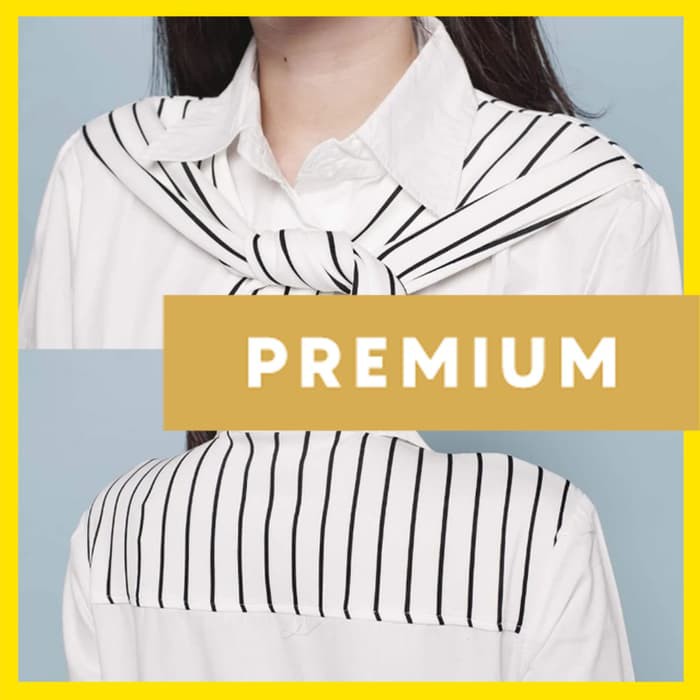 Baju Atasan Wanita Zara Gaida Stripe Premium Scuba Salur + Cotton - Putih