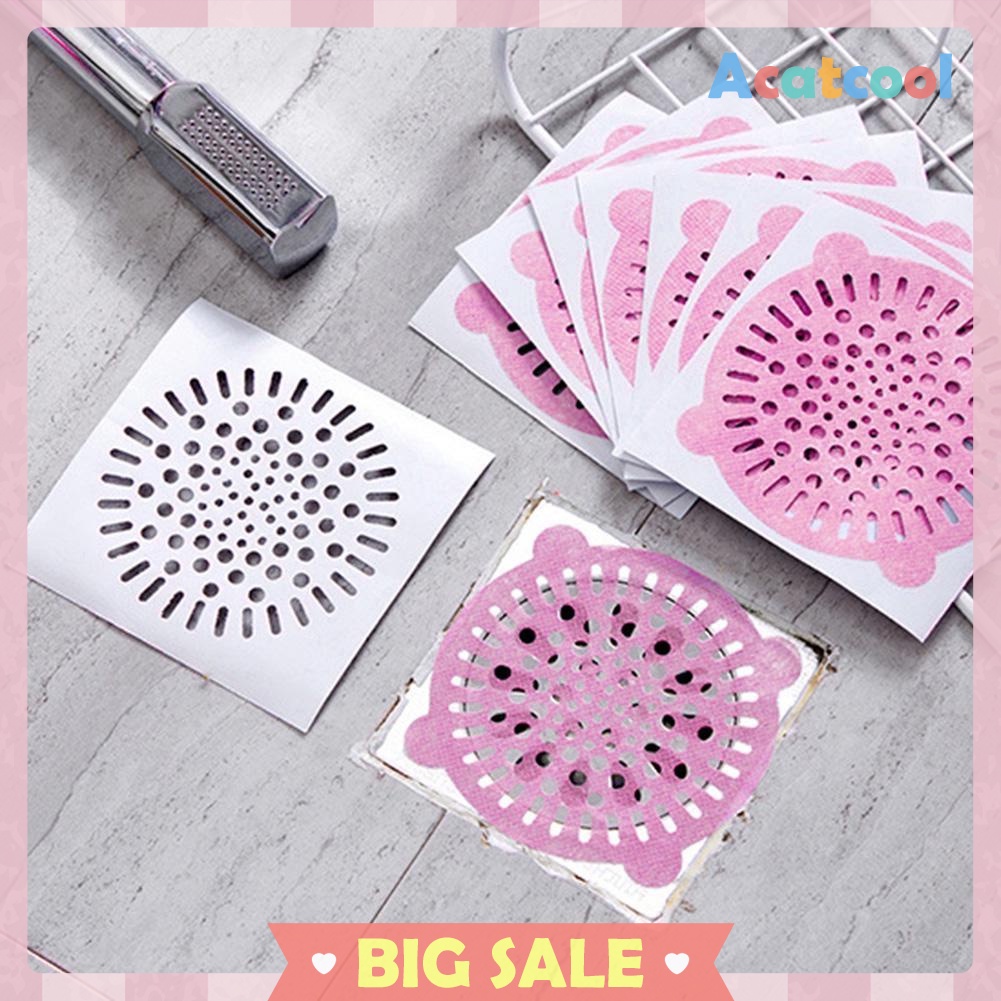 10pcs Disposable Hair Filter Drain Stickers Self-Adhesive Bath Cover Net