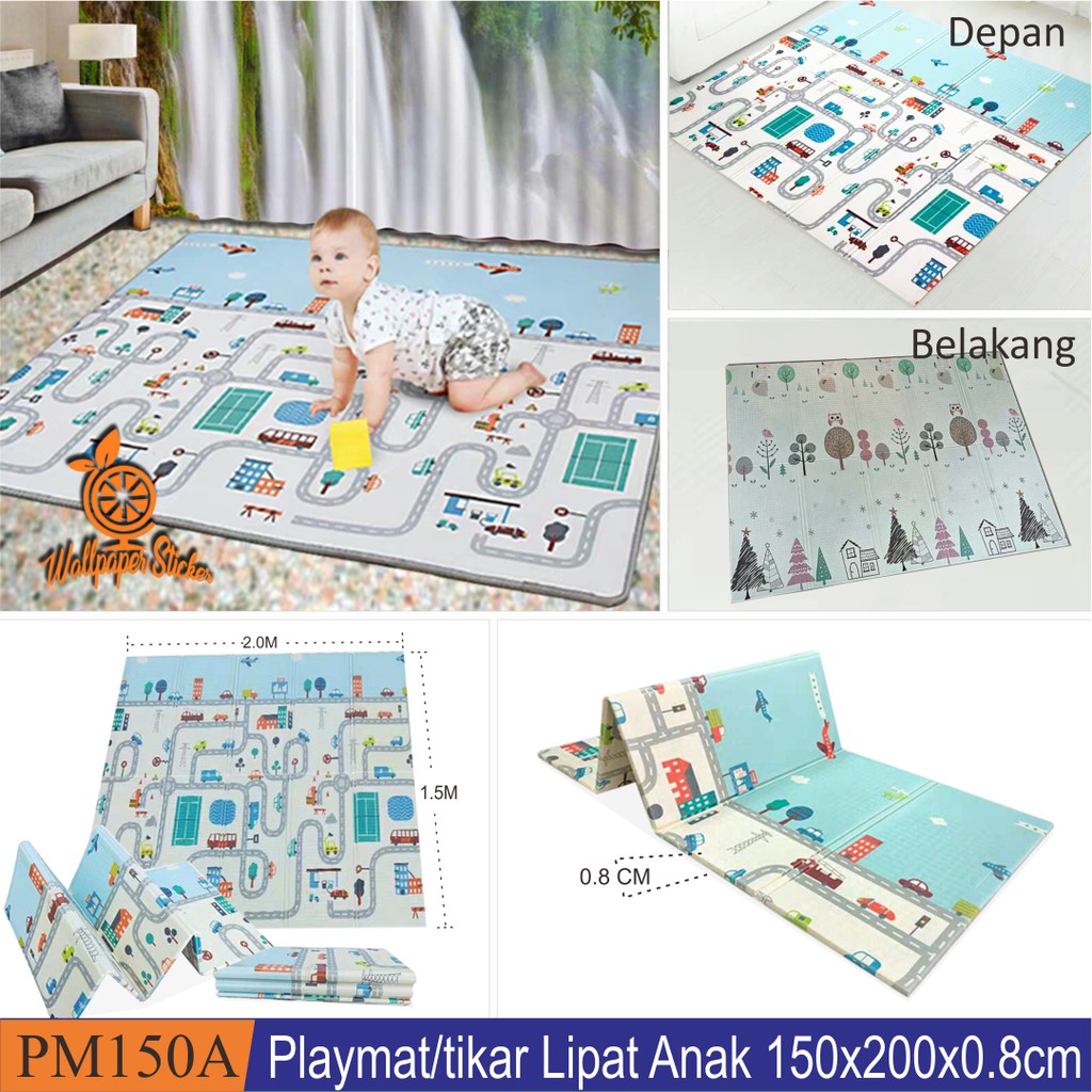 Playmat Baby - Matras Bayi FREE TAS- Karpet Bayi - Playmat Anak - Playmat Foam Lipat Tikar Bayi Tikar Anak-Anak Playmat Bayi Tebal Double Side Karpet Anak
