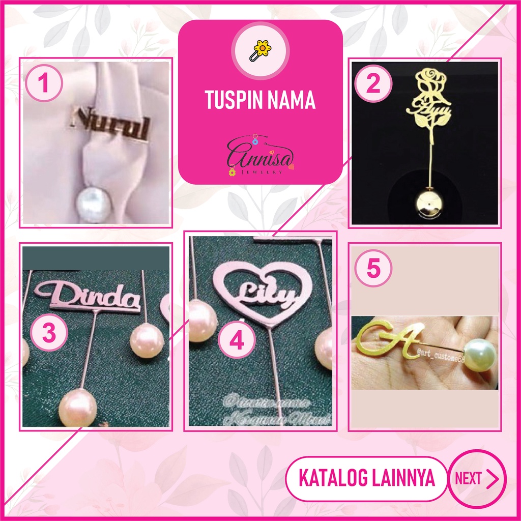 Tuspin Nama Bross Hijab Bola Mutiara - Gold Lapis Emas 24k Asli | Monel Asli Termurah Best seller