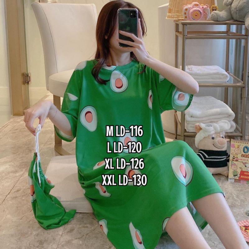New Daster Jumbo Piyama Murah Import Piyama Import Wanita Daster Wanita Sleepwear Import free pouch-8