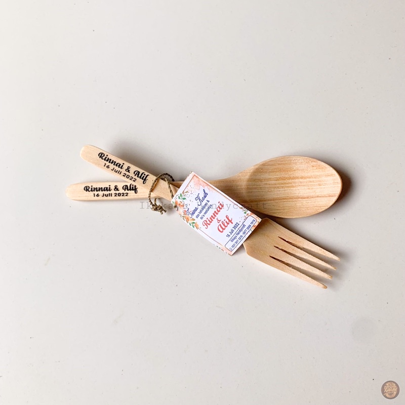 souvenir pernikahan murah sendok garpu / sendok set kayu