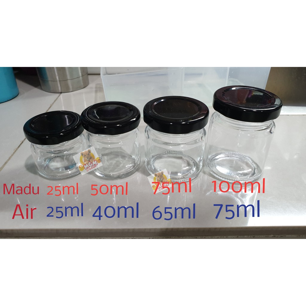 Toples Botol selai 100ML dengan Tutup Jam Jar Kaca KEDAP BB1067