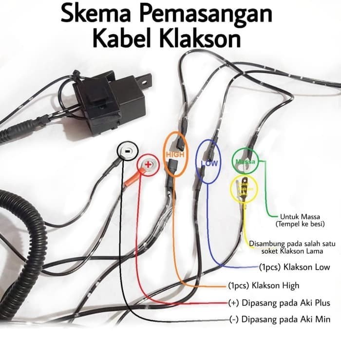 KABEL RELAY KLAKSON MOBIL DAN MOTOR MX KABEL SET KLAKSON ORIGINAL