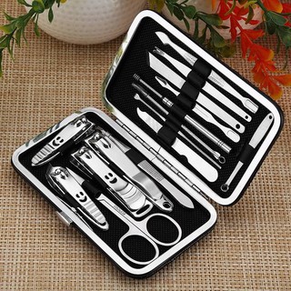 hd gunting kuku dan pembersih kuku set 15 in 1 manicure pedicure stainless steel perawatan kuku