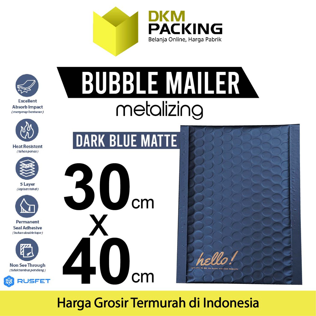 AMPLOP BUBBLE WRAP BLUE DARK 30x40cm RUSFET BIRU ENVELOPE BUBBLE BAG MAILER PREMIUM TERMURAH / SATUA