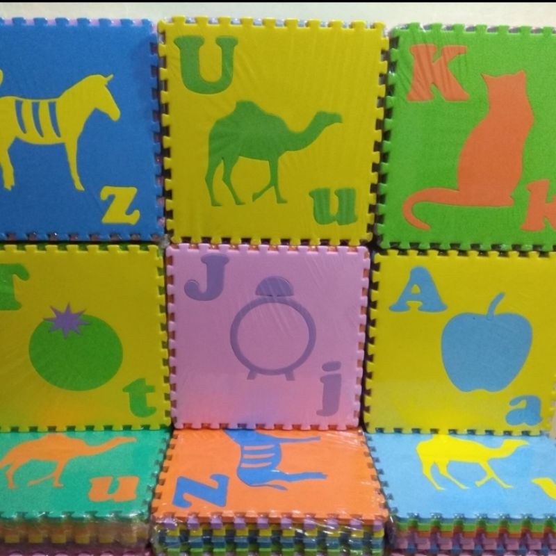 Matras Puzzle Huruf | Alas Lantai Gambar | Matras Anak Abjad A-Z