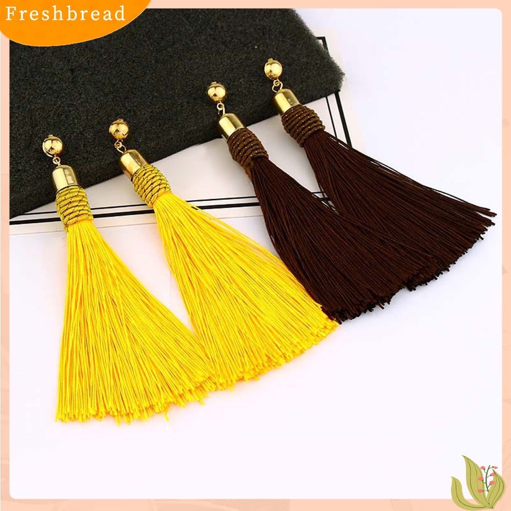 Terlaris Bohemian Wedding Tassel Ear Studs Long Dangle Earrings Bridal Bridesmaid Jewelry