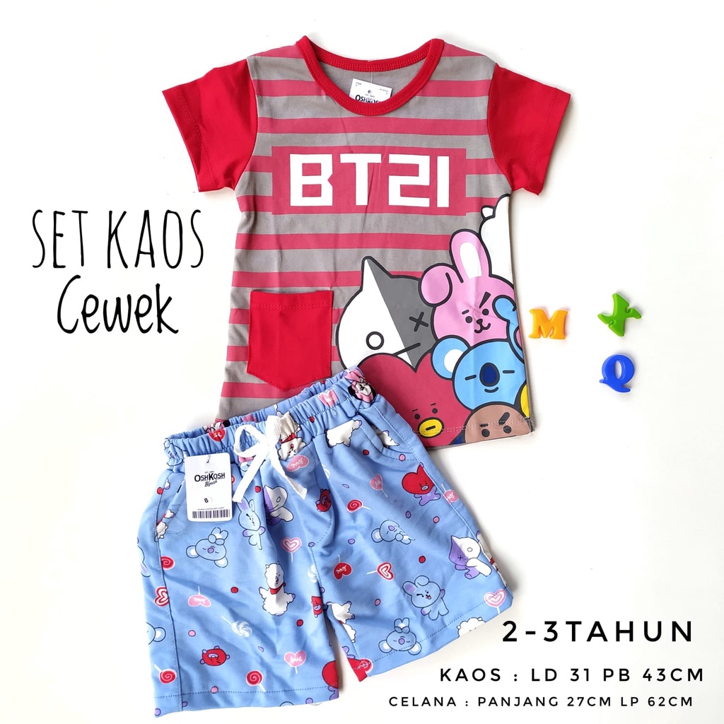 Setelan Kaos + Celana Anak Perempuan 1 - 4 Tahun PROMO!