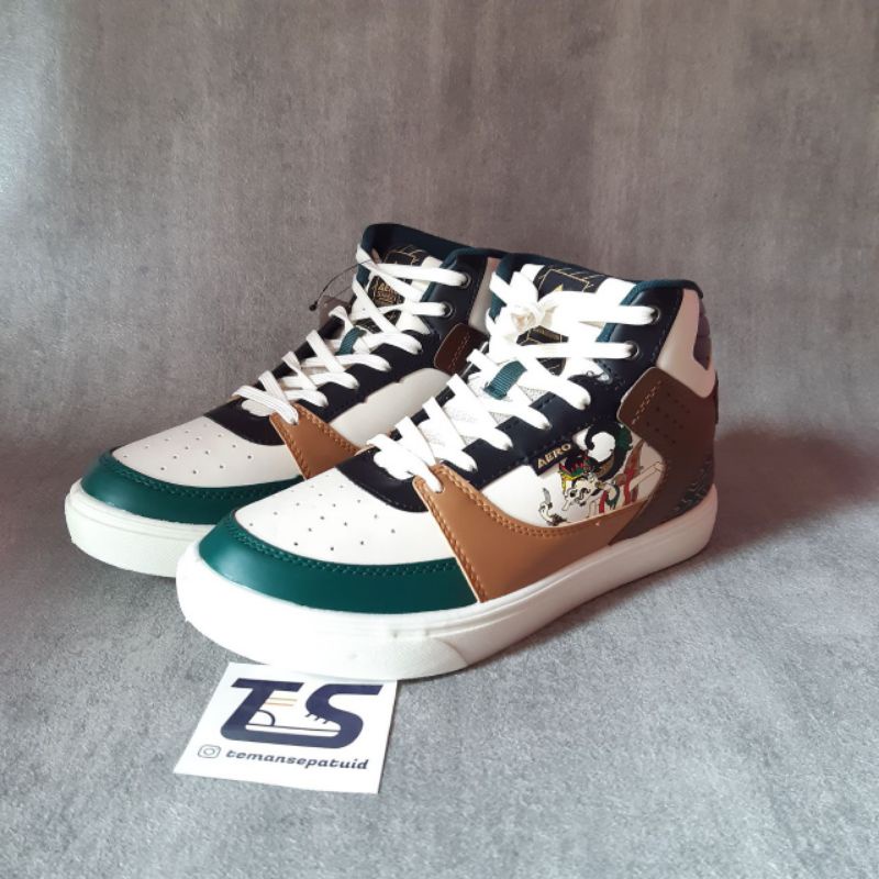 Aerostreet Hoops Wayang Hijau Tua Coklat Sepatu Sneakers Casual Unisex