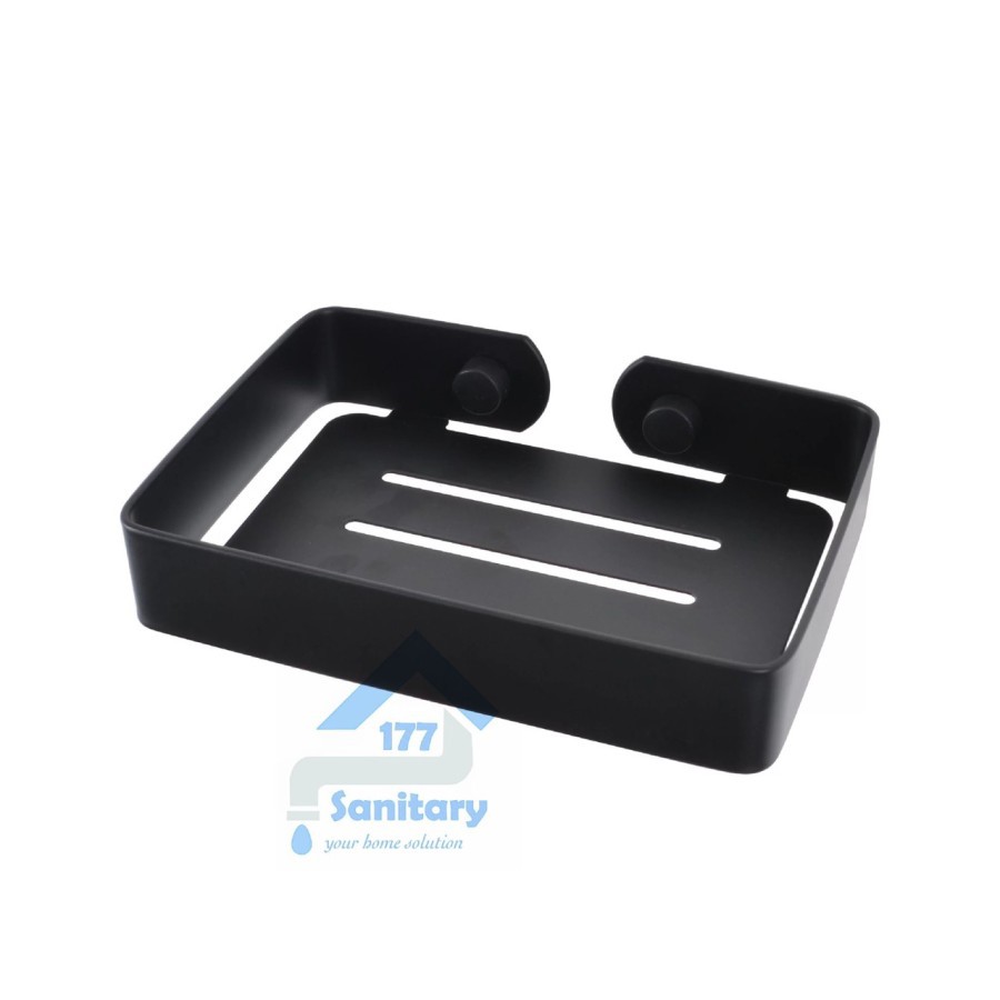 Rak Sabun batang kotak mini Hitam 770BL - Tempat sabun batang Mini Stainless Black Minimalis